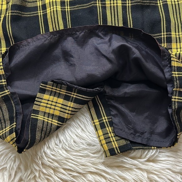 Vintage Joseph Vincent Plaid Yellow Black mini pencil skirt knit upper size 6 - Picture 4 of 7